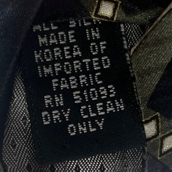 J Ferrar Mens Silk Tie Blue Tan Green Geometric Print - Picture 3 of 4